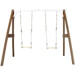 Portique en bois fsc marron / blanc avec 2 balanoires enfant balanoire pour l'extrieur / le jardin ...