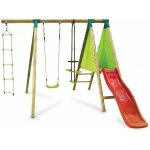 Habitat et jardin - portique bois 'kida' - avec 1 toboggan - 1 balanoire - 1 face  face - 1 nacelle. ...