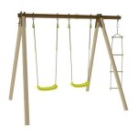 Portique bois et metal - 1, 90m - 2 balancoires et 1 echelle - piki trigano