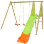 Portique bois et mtal - 2, 30m - 2 balanoires et 1 toboggan 2, 63m - arroba trigano