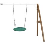 Portique mural en bois fsc marron / blanc avec balan�oire nid d'oiseau enfant 100 cm summer balan�oire ...