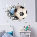 Poster football 3d - dcoration murale de chambre pour enfants et adolescents - sticker mural autocollant ...