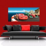 Poster gant cars sur piste disney intisse 202x90 cm