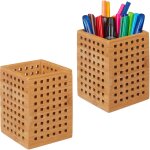 Pot � crayon bambou, lot de 2, porte - stylos bois, pour ciseaux, style maison de campagne, hxlxp 11, ...
