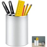 Pot a crayon bureau, rangement bureau organisateur rond en mtal et aluminium pour bureau, cole, maison ...
