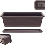 Pot de fleurs pour balcon pot de fleur 50 cm + support moka - kadax