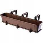 Kadax pot de fleur de balcon + supports 80cm marron