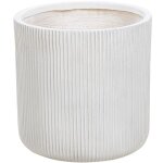 Pot de fleurs blanc cass� en fibres d'argile rond cache - pot 37 x 37 x 37 cm oreoi