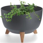 Pot de fleur cache - plante sur pieds insert support de fleur 33 cm anthracite rond - kadax