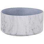Pot de fleurs cache - pot rond 35 cm de diamtre en mlange de pierre effet marbre blanc idal pour extrieur ...