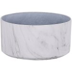 Pot de fleurs cache - pot rond 43 cm de diam�tre en m�lange de pierre effet marbre blanc id�al pour ext�rieur ...