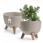 Kadax - pot de fleur cache - pot sur pieds insert support de fleur 24 cm bol rond beige