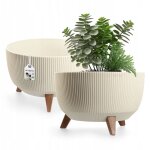 Kadax - pot de fleur cache - pot sur pieds insert support de fleur 40 cm bol rond cr�me