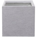 Pot de fleurs jardin d'ext�rieur carr� en fibre d'argile 40x40x38 cm gris clair paros