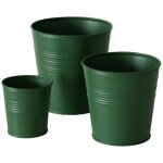 Pots de fleurs lingo, galvanisés, pour usage extérieur, ensemble de 3 Pots de fleurs lingo, galvanisés, pour usage extérieur, ensemble de 3