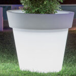Idralite - pot de fleurs lumineux rond jardinire en rsine diamtre 80 cm mod. gemma led blanc