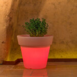 Idralite - pot de fleurs lumineux rond jardini�re en r�sine diam�tre 80 cm mod. gemma led rouge