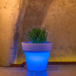 Idralite - pot de fleurs lumineux rond jardinire en rsine diamtre 80 cm mod. gemma led vert