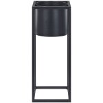 Pot de fleurs en mtal noir pour extrieur haut sur pied et design chrom pour jardin moderne beliani ...