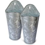 Pot de fleurs mural rustique en m�tal galvanis�, d�coration murale � suspendre, vase mural pour plantes ...