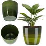 Pot de fleurs en plastique avec finition brillante et motifs marbr�s, cache - pot pour une d�coration ...