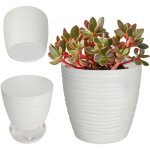 Pot de fleurs en plastique avec soucoupe, cache - pot moderne orn�e d'un �l�gant motif ondul� pour une ...