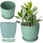 Pot de fleurs en plastique avec soucoupe et finition mate �l�gante, cache - pot pour une d�coration int�rieure ...