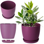 Pot de fleurs en plastique avec soucoupe et finition mate �l�gante, cache - pot pour une d�coration int�rieure ...