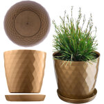 Pot de fleurs en plastique avec soucoupe int�gr�e, pot de plante pour une d�coration florale moderne ...