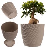 Pot de fleurs avec soucoupe - en forme de vague en trois dimensions - en plastique - pot d�coratif pour ...