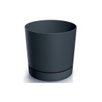 Pot de fleurs avec soucoupe, anthracite, plastique, 14, 7 cm, tubo