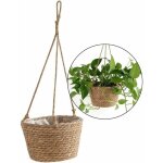 Pot de fleurs � suspendre en corde de jute - panier pliable en jonc de mer, macram� - pour plantes succulentes ...