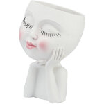 Pot de fleur visage en r�sine avec repose - joue d�coratif