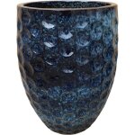 Pot grande taille d'ext�rieur merovee 42x55cm bleu abysse, fait main en terre cuite �maill�e, r�sistant ...