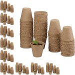 Relaxdays - pot jardinage en set, lot de 800, biodgradable, pour plantes, godet semis, cellulose, rond, ...