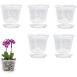 Pots  orchides transparents de 5 pouces, avec trous et soucoupes, jardinire d'orchides  fente respirante ...