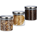Pots de stockage jeu de 3, 380 ml, étanche, couvercle acier inox, epices, riz et thé, contenant pour ... Pots de stockage jeu de 3, 380 ml, étanche, couvercle acier inox, epices, riz et thé, contenant pour ...