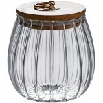 Trimec - pot en verre transparent de 750 ml avec couvercle hermtique en bois d'acacia pour caf, th, ...