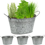 Pots en zinc en lot de 4, seaux galvanisés pour jardin, ovales, bacs à fleurs, hxlxp: 15, 5x29x17, 5cm, ... Pots en zinc en lot de 4, seaux galvanisés pour jardin, ovales, bacs à fleurs, hxlxp: 15, 5x29x17, 5cm, ...