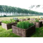 Potager carr� en noisetier - 100% naturel - 120 x 120 x 60 cm