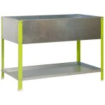 Potager urbain mtallique 850x900x600 mm, 140 l, jardinire extrieure rsistante vert / galvanis ? ...