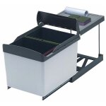 Poubelle coulissante - 2 bacs - 32 l - nombre de seaux : 2 - dcor : gris - contenance : 32 l - pour ...