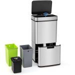Costway - poubelle cuisine automatique 72l en acier inox avec rservoir scelle 3, 5l, poubelle tri selectif ...