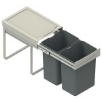 Synercia - poubelle de cuisine eco caisson de 400 mm, bac 2x20l avec coulisses soft close, fixation sur ...