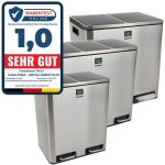 Casa pura - poubelle de cuisine flix, acier inox, 3 compartiments de 18 litres (54 litres)