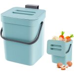 Poubelle de cuisine - r�cipient avec couvercle, composteur, pour l'int�rieur, 7 l, bleu