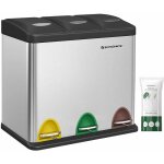 Songmics - poubelle cuisine, poubelle de tri 3 x 8l, avec couvercles, poubelle triple en acier pour les ... Songmics - poubelle cuisine, poubelle de tri 3 x 8l, avec couvercles, poubelle triple en acier pour les ...