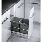 Hailo - poubelle de cuisine tri slectif 2 bacs encastrable 30l (15 + 15) tandem