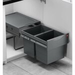 Hailo - poubelle de cuisine tri slectif 2 bacs encastrable 40l (18 + 18) raumspar tandem coloris - gris ...