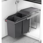 Hailo - poubelle de cuisine tri slectif 2 bacs encastrable sous vier 30l (15 + 15) tandem